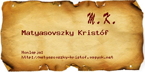 Matyasovszky Kristóf névjegykártya